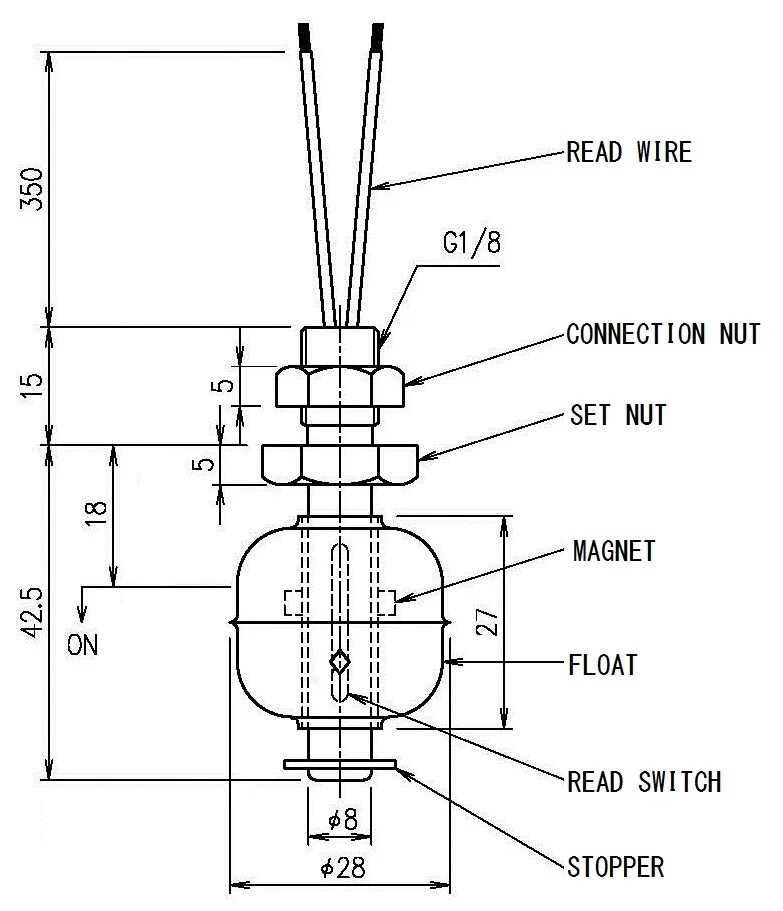 Small Float size Level Switch KS2 for Liquid Tank
