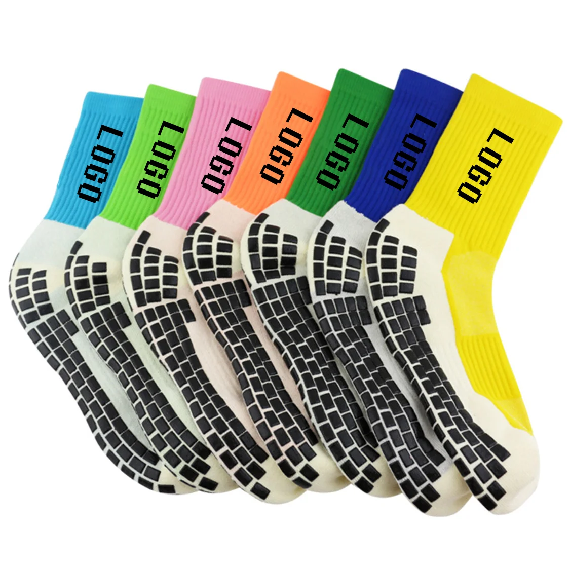 Custom football soccer anti slip sports socks custom non slip socks crew soccer grip socks for men