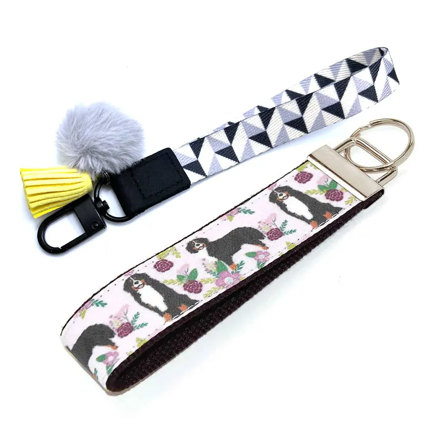 manufacturer custom printed fabric personalized designer keychain wristlet