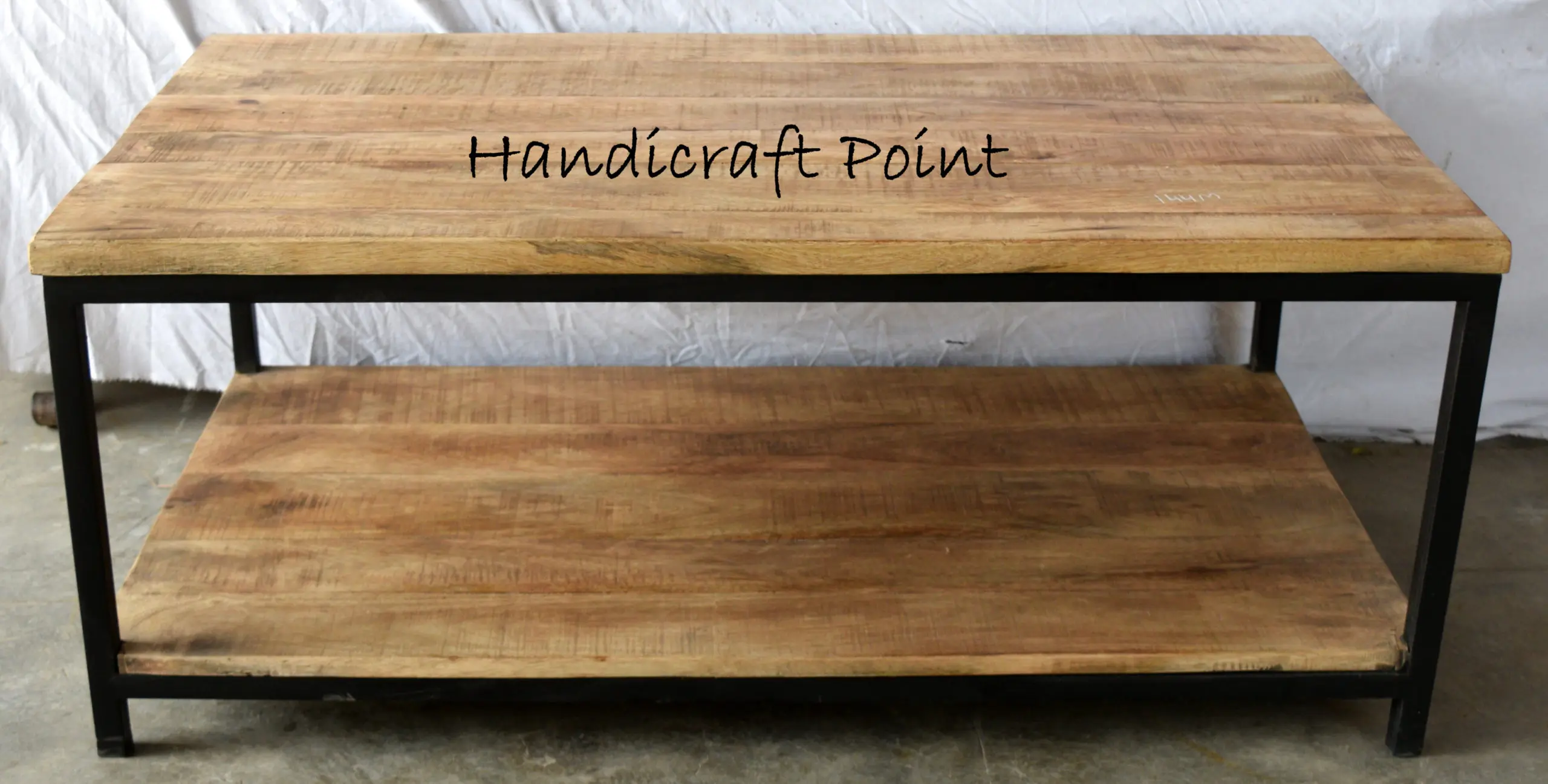 Rectangular Industrial Coffee Table Made Of Mango Wood And Metal By Handicraft Point