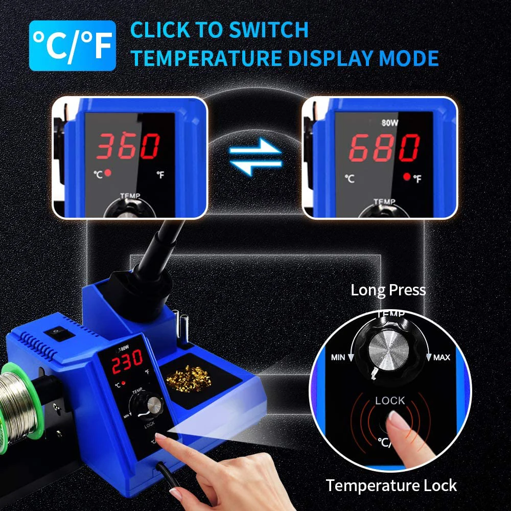 Sugon 80W Digital Soldering Iron Station with Electronic Temperature and Calibration Control for Cell-Phone PCB IC Repairing