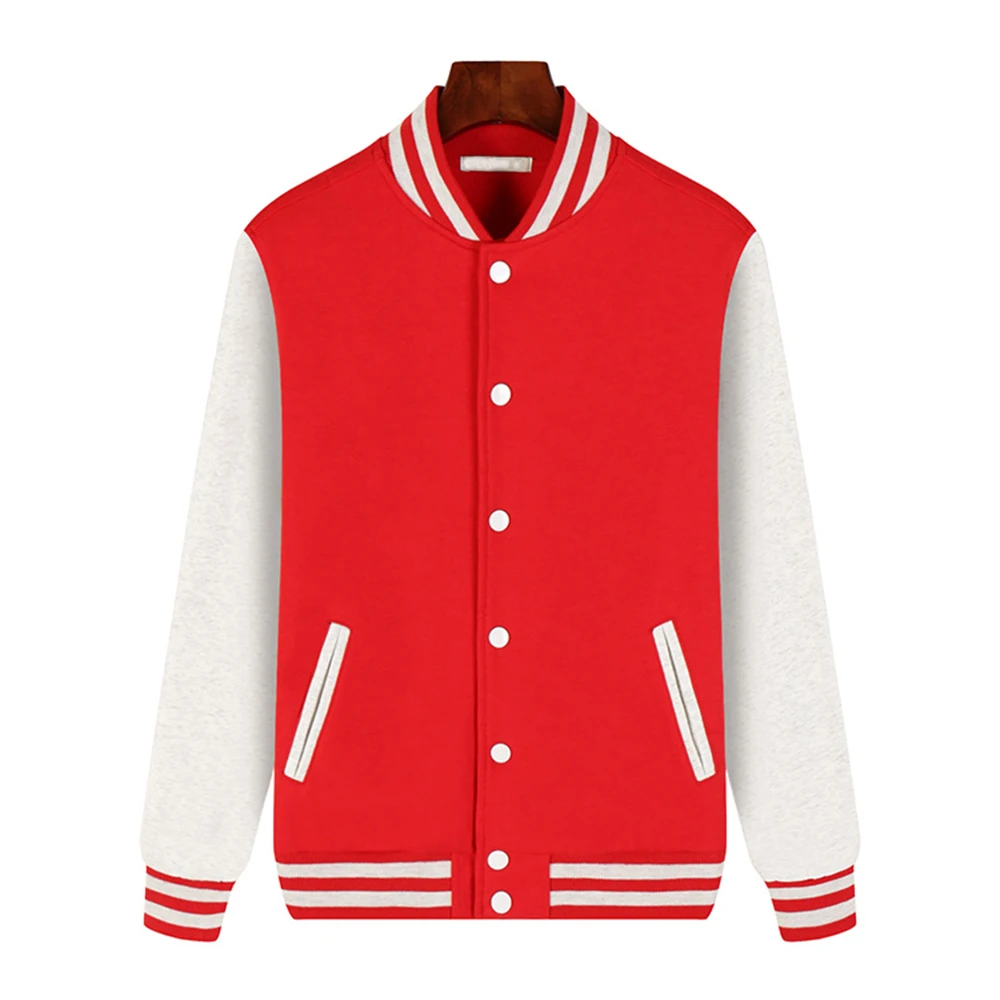 Wholesale Cotton Baseball Jackets With Button Contrast Color Jersey Varsity Jacket