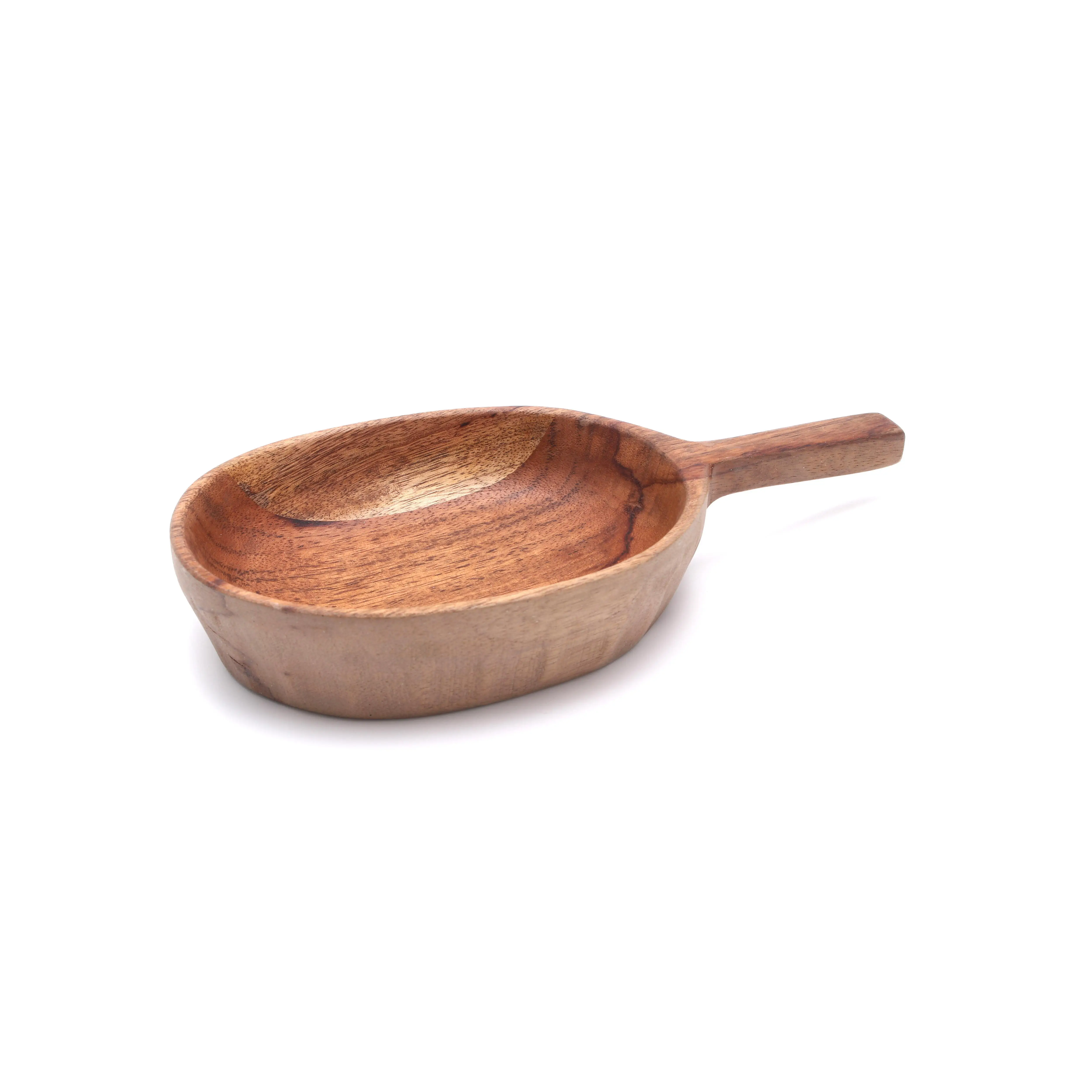 Natural Mango Wood Serving Pans With Handle Set of 3 Pcs Versatile Usage Great For Pasta Serving Wooden Round Shape Large Pans