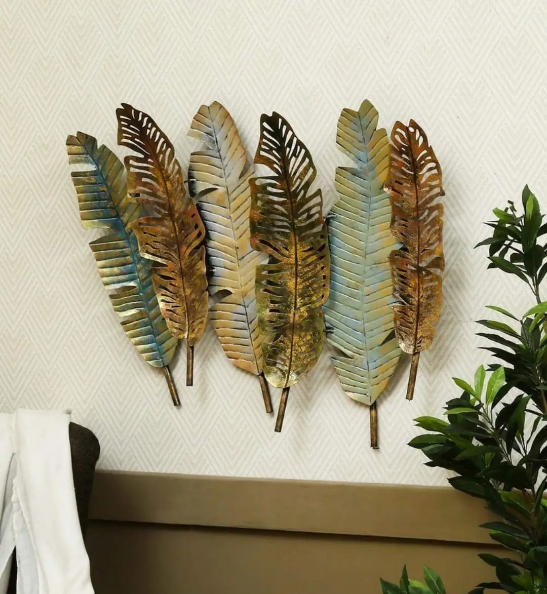 Multicolor Leaf Shape Metal Wall Art Iron Wall Hanging Items Home Decoration Perfect for Living Room Hotel Restaurant Bedroom