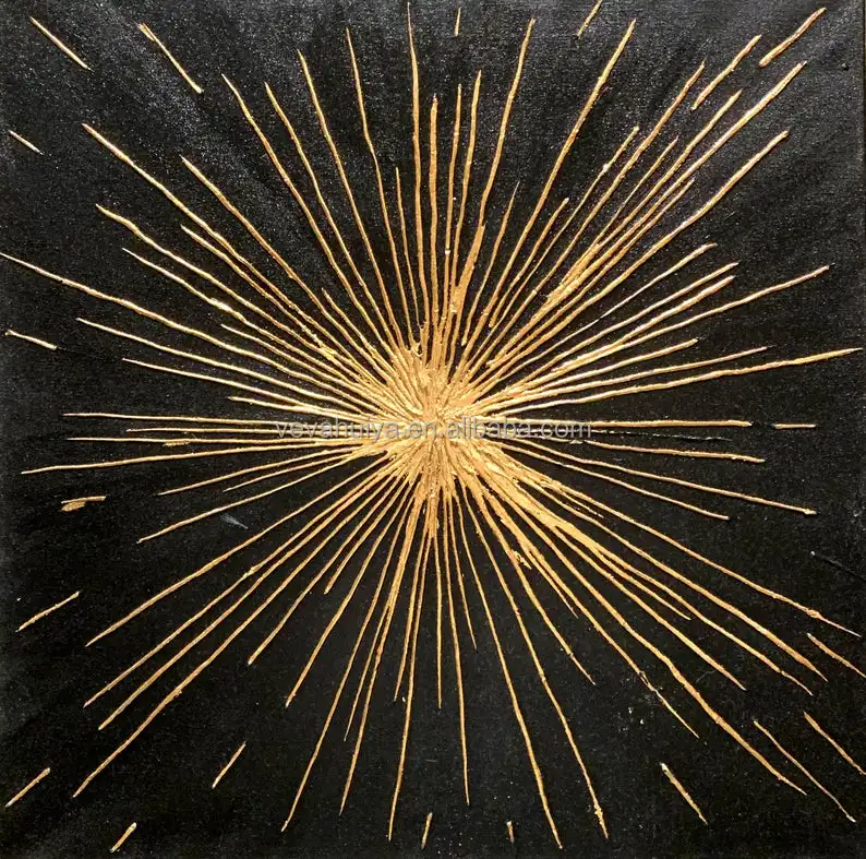 Abstract modern textured painting set of 2 on canvas Black White gold painting textured forHome decor