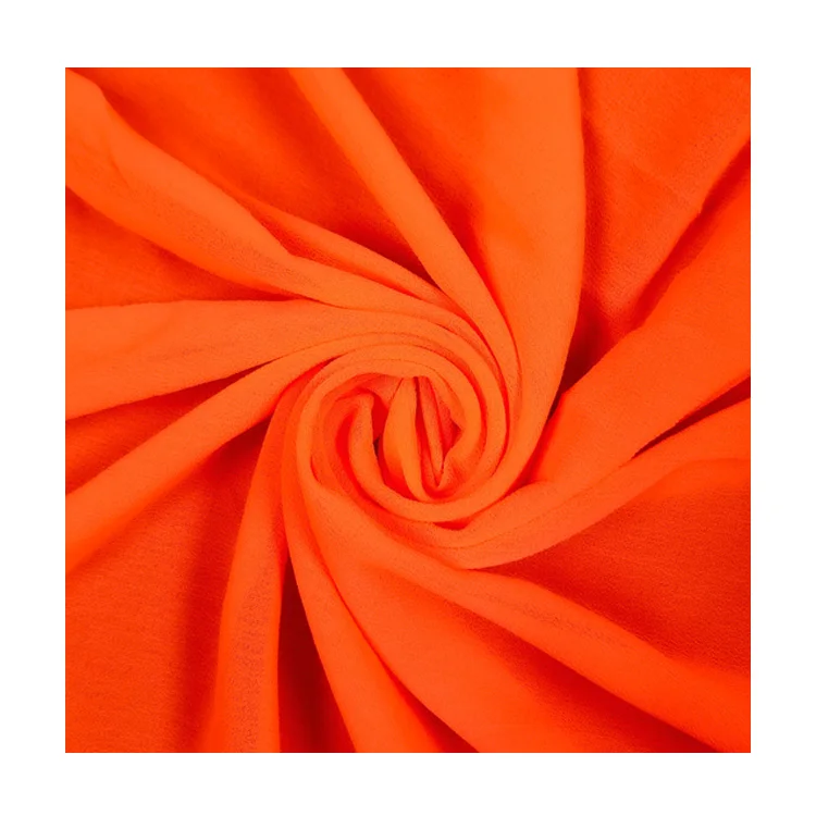Новое поступление однотонная шифоновая ткань из полиэстера оранжевого неонового цвета с узором для оптовых