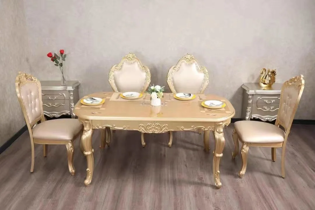 Gold Dining Table, Living Room, Rectangle, Antique, European Furniture