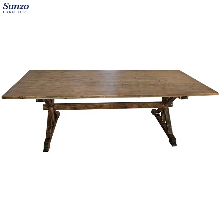 Outdoor Solid Wood Farm Table Rustic Wedding Dining Table