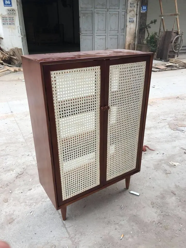High Quality Wholesale Home Office Application Wooden Rattan Cabinet Export From Vietnam