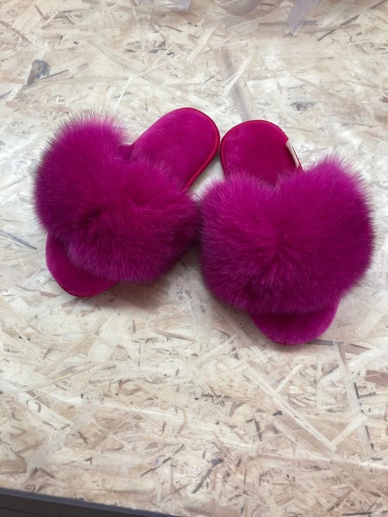 Indoor Fur Slippers Leahter Australian Sheepskin EVA Outsole Natural fur 100% Color Slippers For Home