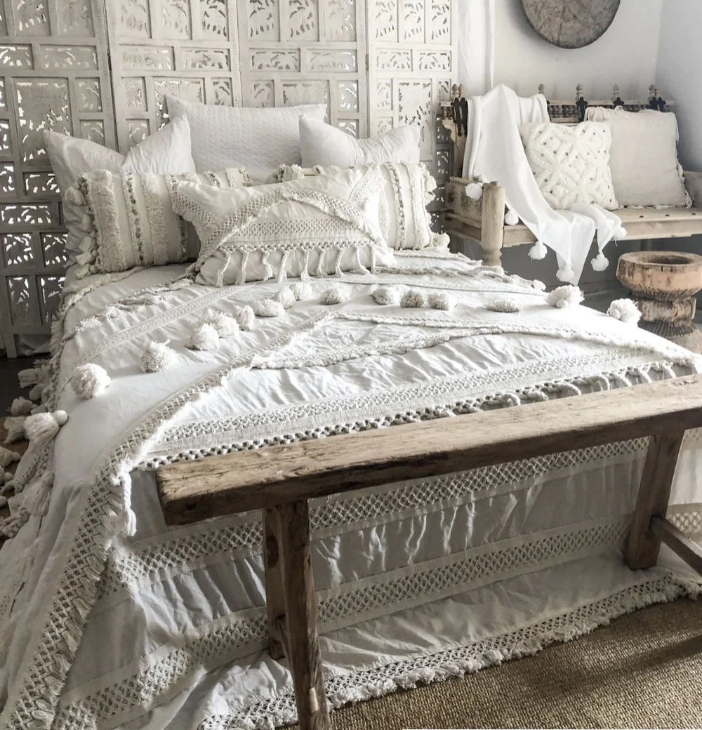 Luxury high quality woven 100% cotton decorative luxe throw blanket