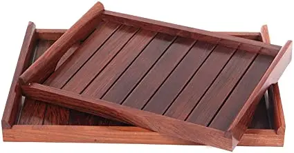 wholesale custom Eco-friendly top quality  Handcrafted natural wooden  serving tray for home restaurants hotel from India.