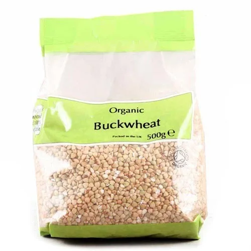Hulled roasted buckwheat grain in