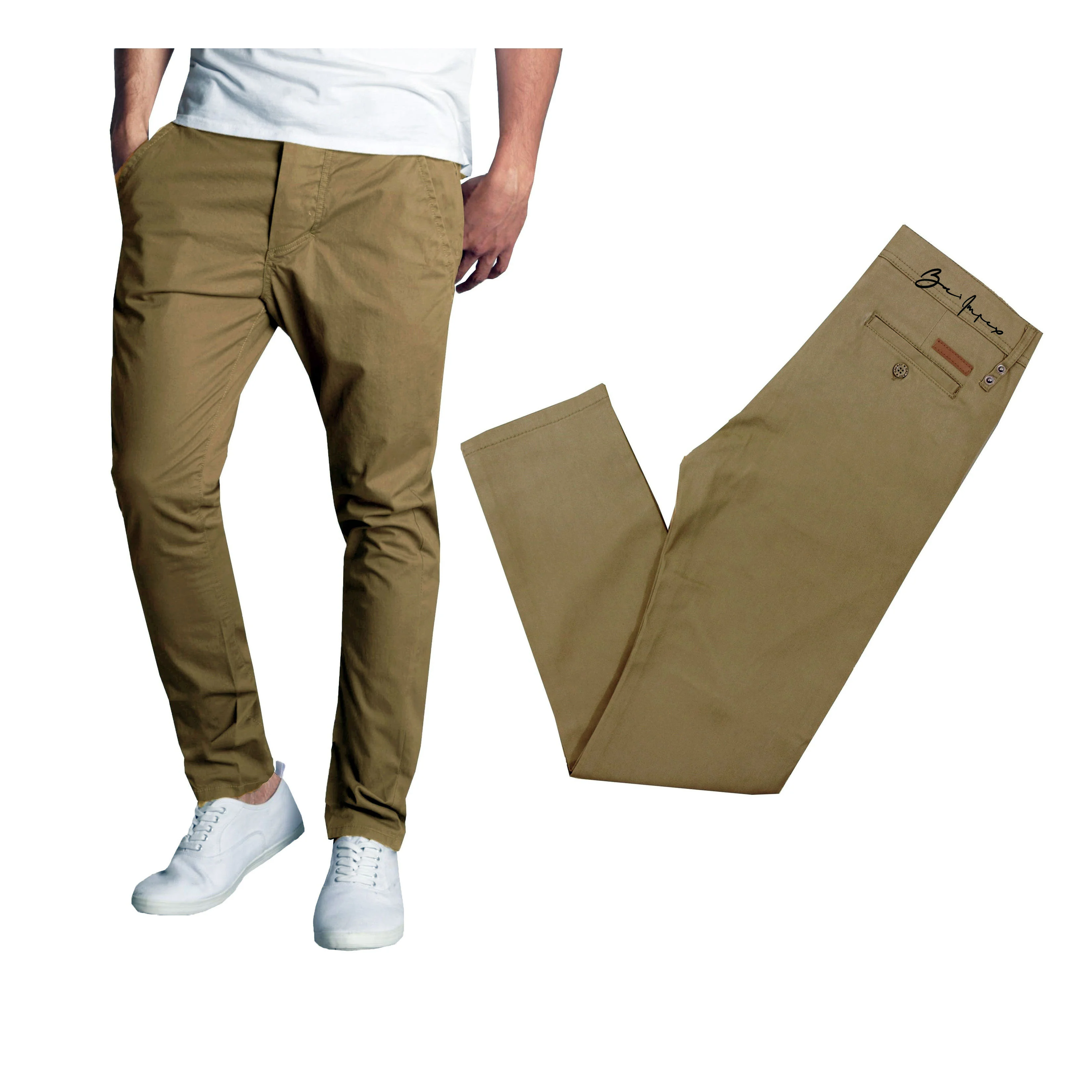 CUSTOM MADE 2021 spandex Cotton None Stretch 100% Cotton Men Chino Pants Slim Fit Casual Brown 100% Cotton  Plain Khaki PANTS