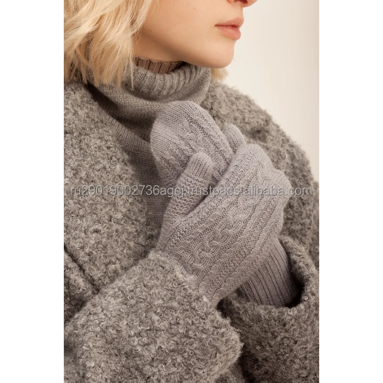 Top quality knit mittens for ladies for autumn/winter made of top grade goat down wholesale prices woolen mittens