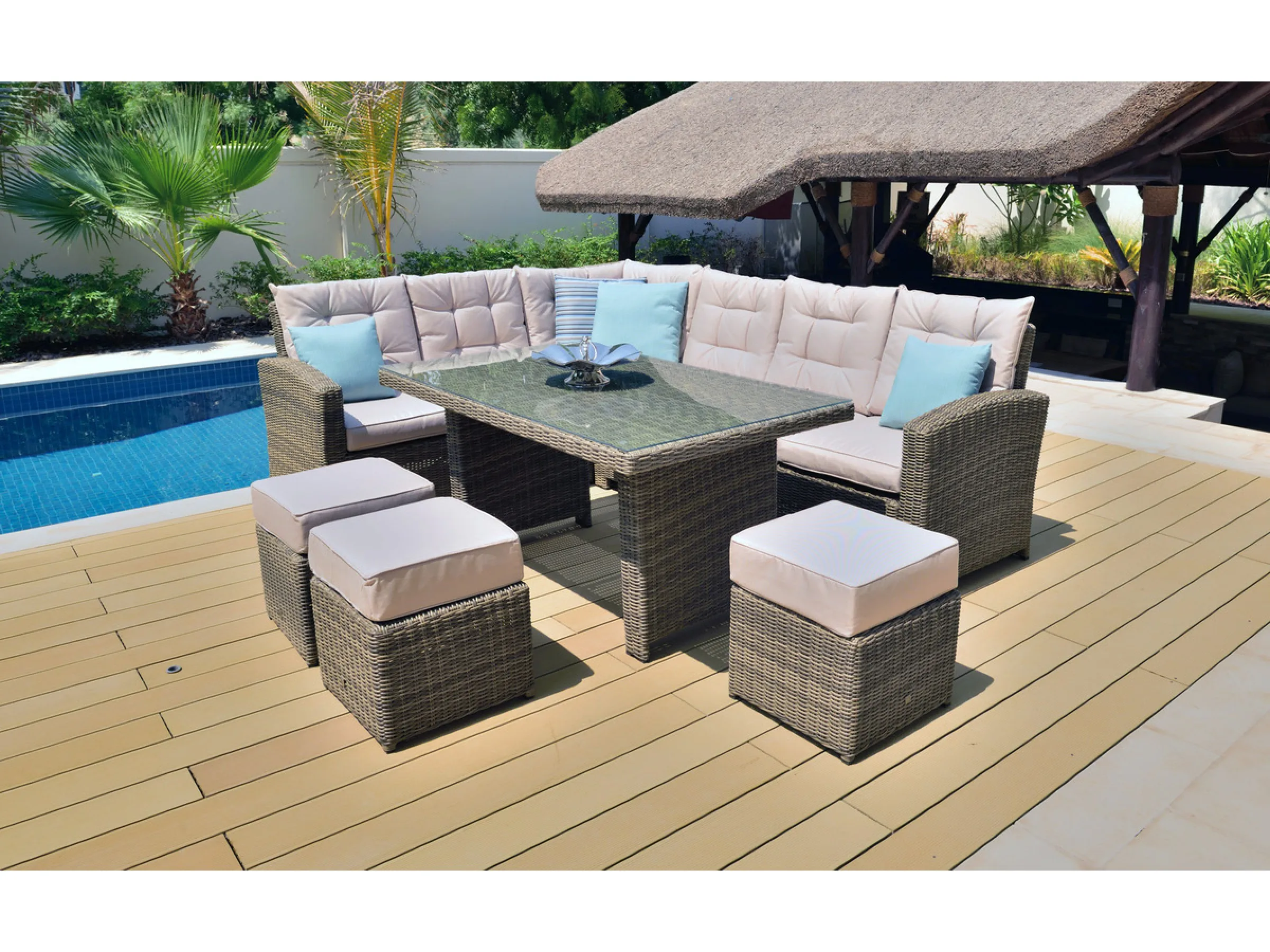 SET SOFA LUXURY OUTDOOR FURNITURE / CUSHION THICKNESS 10CM/ GARDEN FURNITURE SETS