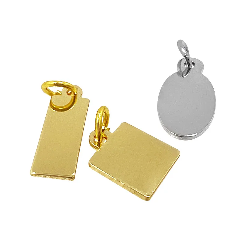 Rectangular small fashion design custom brand names gold tags