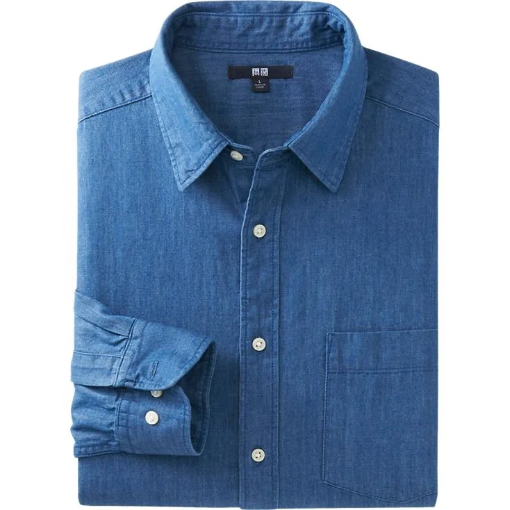Blue Long Sleeves Denim Shirt for Mens