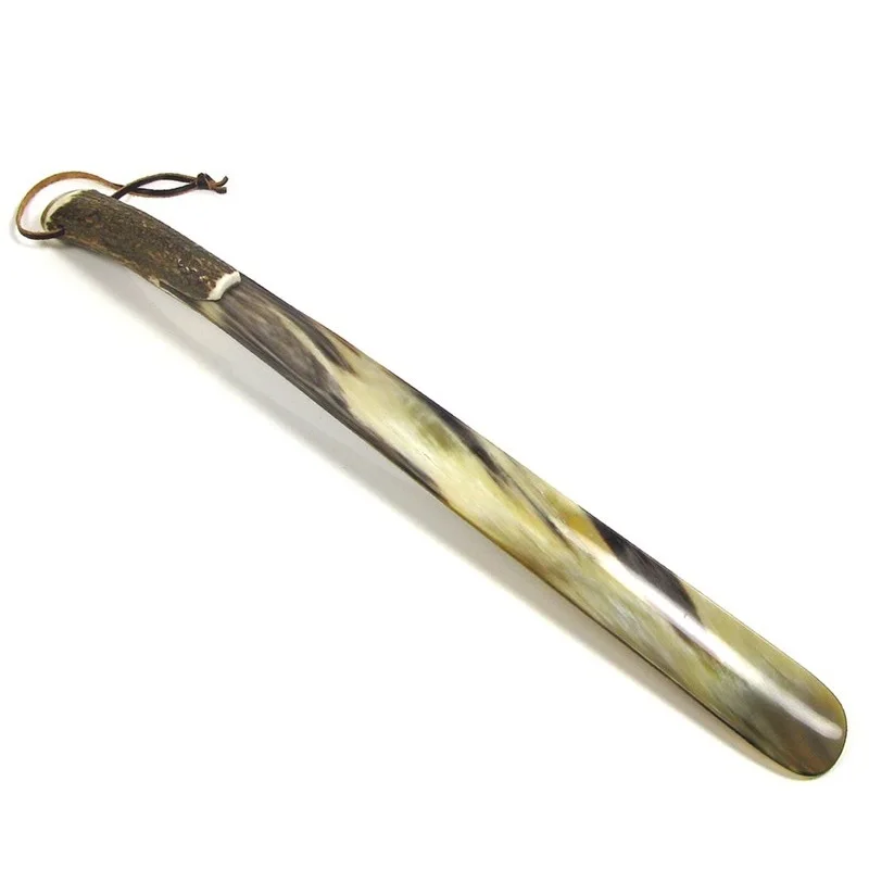 Рог для обуви из натурального буйвола с длинной ручкой маленький рог ручной работы