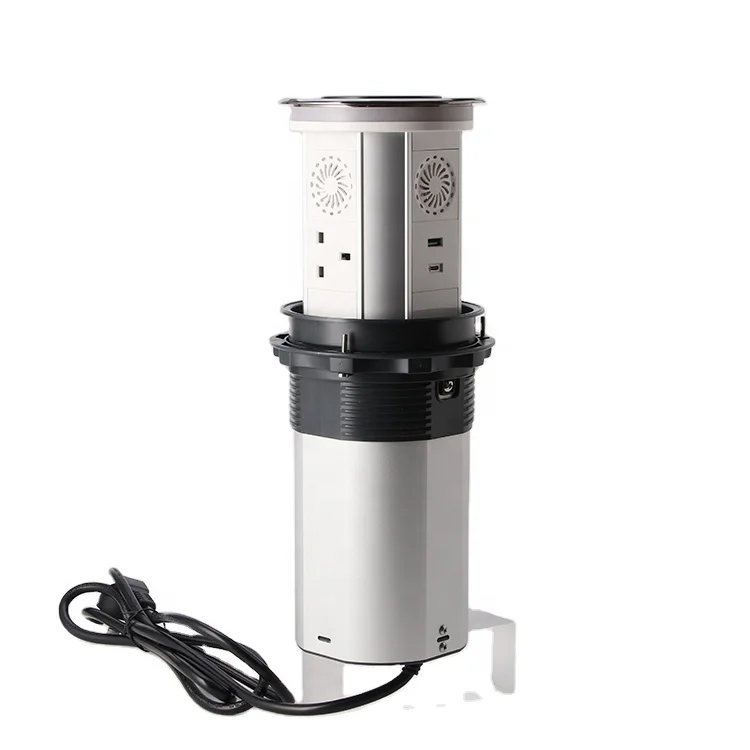 Motorized Pop up Flip up Kitchen UK Power Socket with Top Wireless Charging for Smart Phone  Desktop Electric Pop up Socket 13A