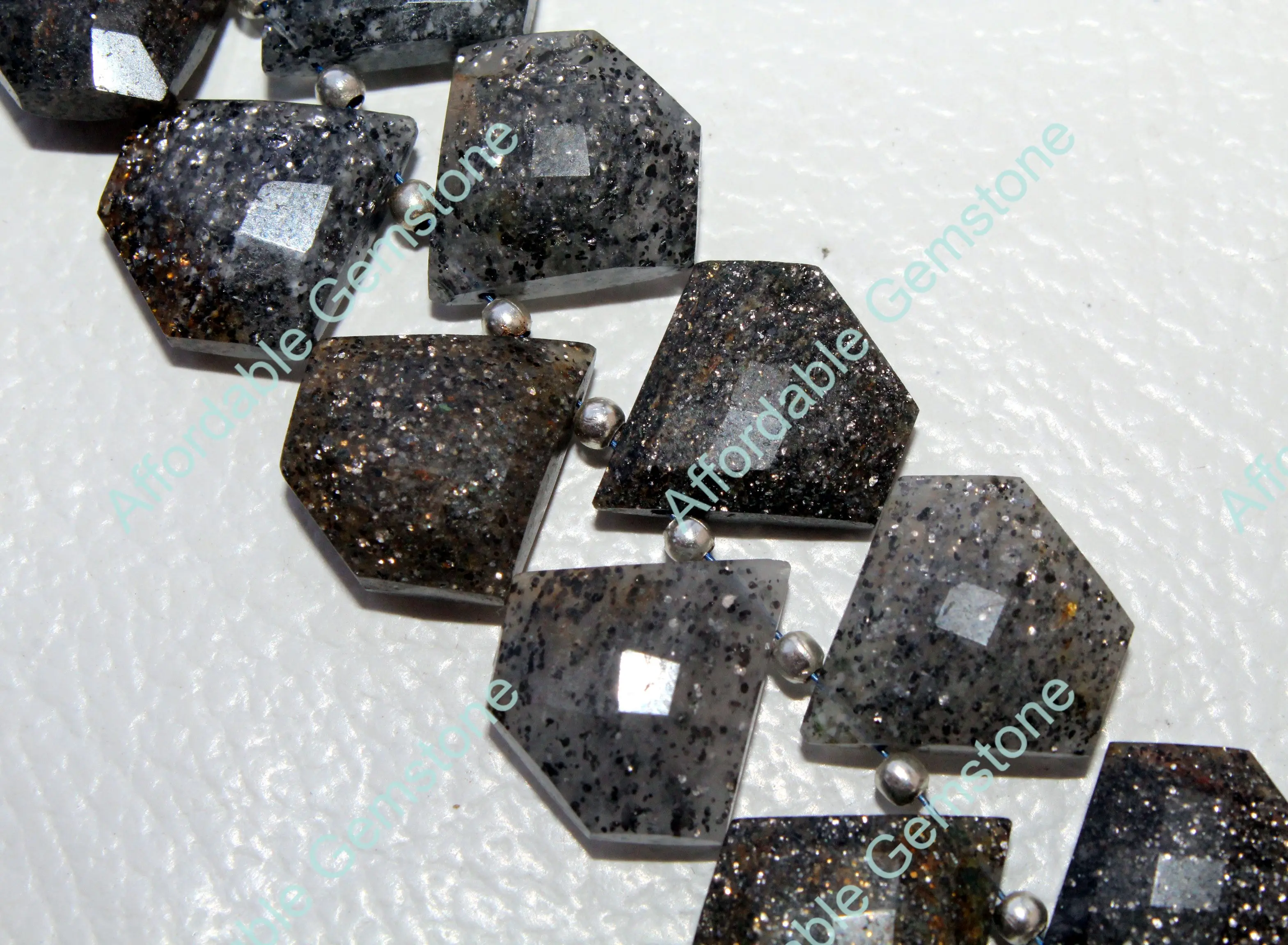 Natural Black Sunstone Diamond Shape Gemstone Top Drilled Gemstones Polished gems Jewelry making Stone 15x15 MM