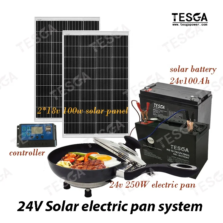 24v dc solar frying pan non-stick coating pan powered with battery wholesale price