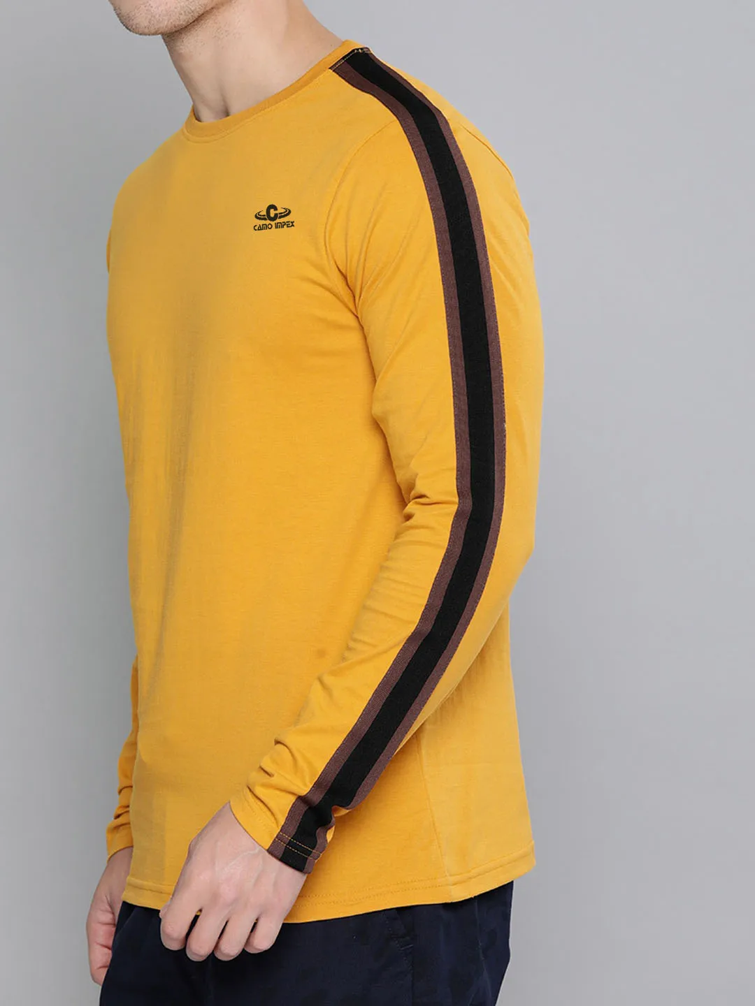 2021 Custom New Polyester Cotton Men Mustard Yellow Pure Cotton T-shirt With Custom Logo Manufactured By Camo Impex