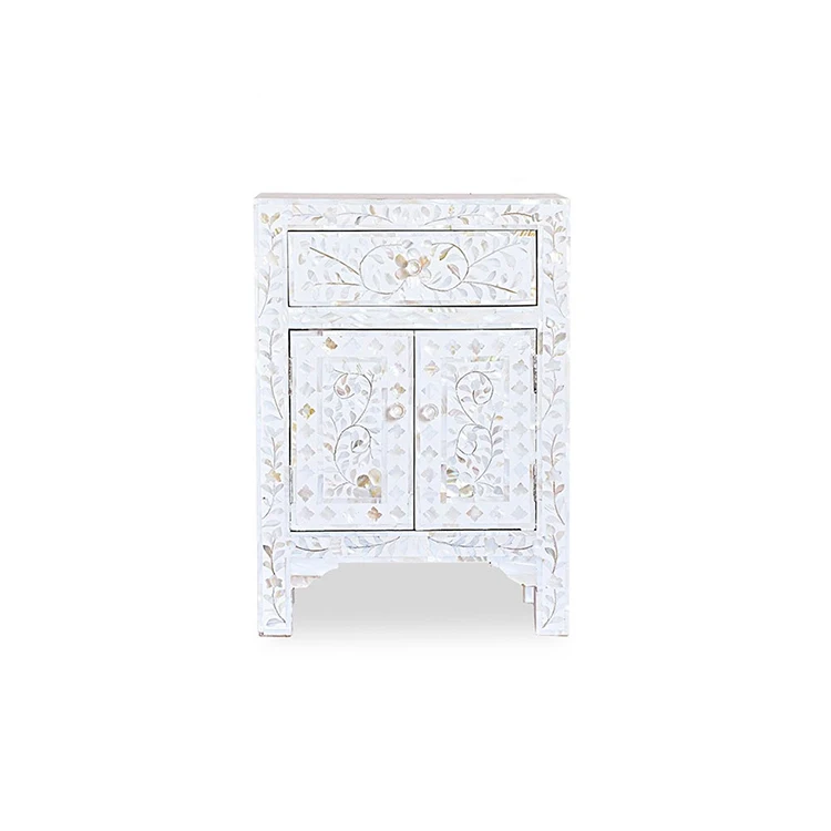  Современный дизайн перламутровый прикроватный столик с 2 выдвижными ящиками деревянная мебель ручной работы