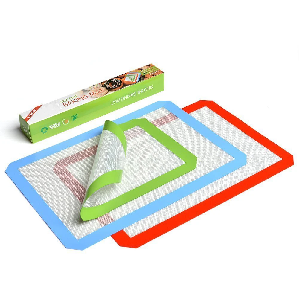 Set of 3 custom logo Macaron Silicone Baking Mat Pad Sheet