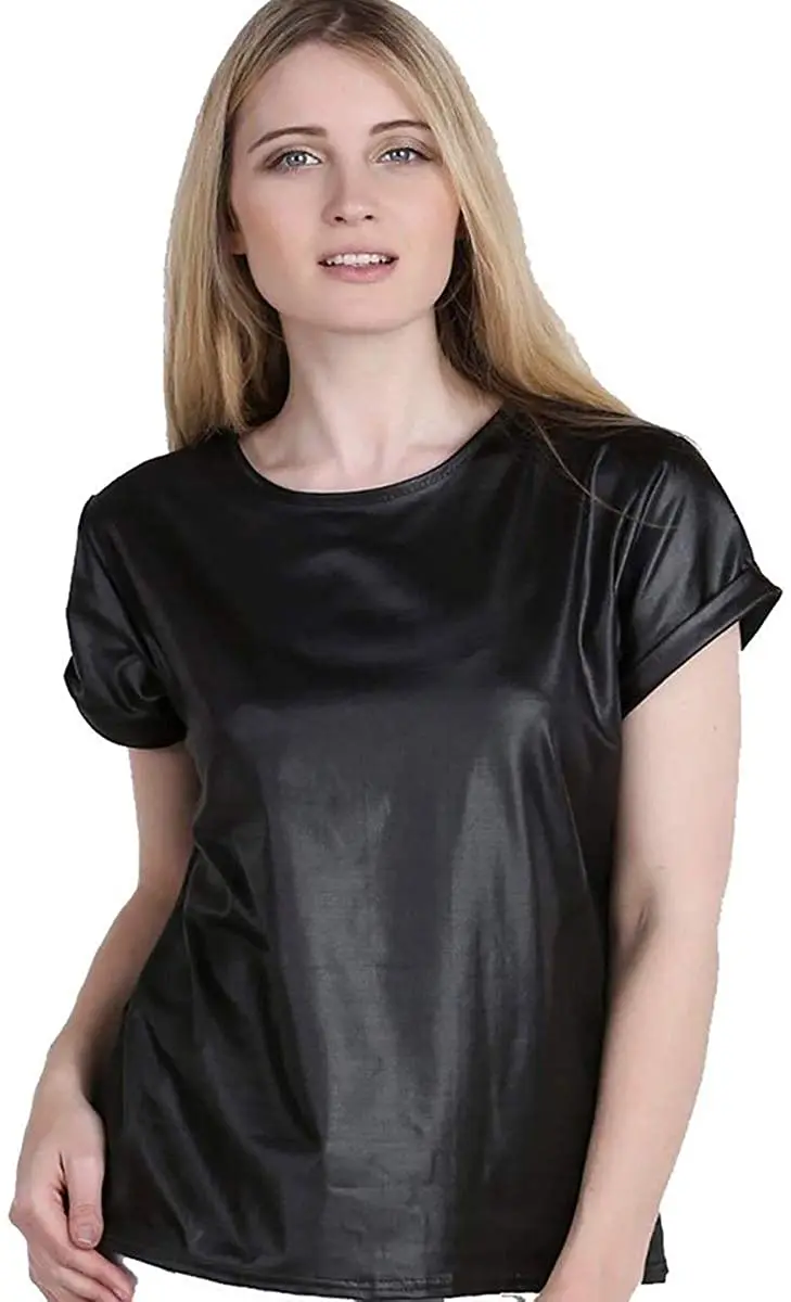 Sleeveless Sports Leather T Shirt Men Casual Hot Selling Black Blank Genuine Leather Tee Shirts