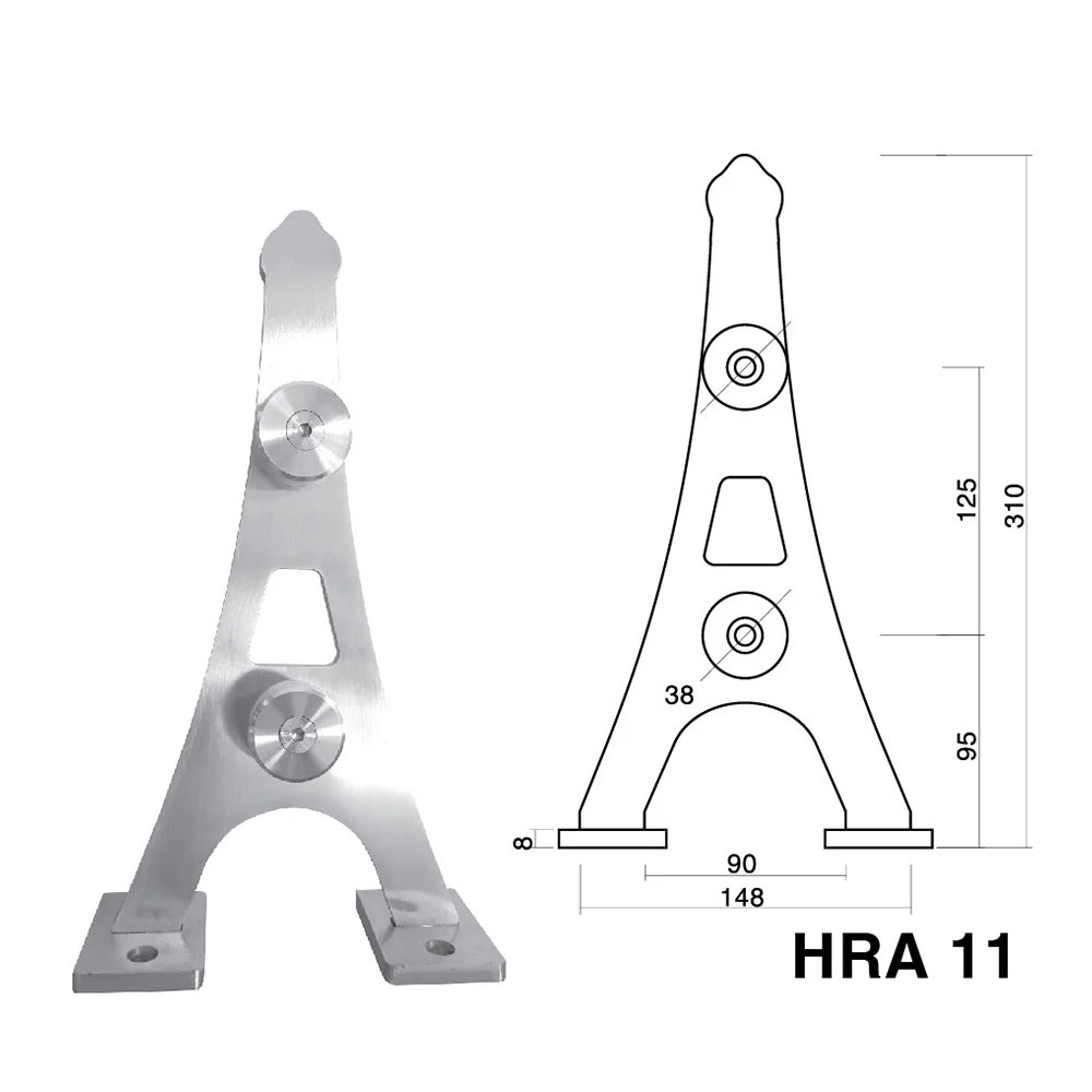 Wholesale 304 Stainless Steel Stairs Glass Railing Stair 8x310
