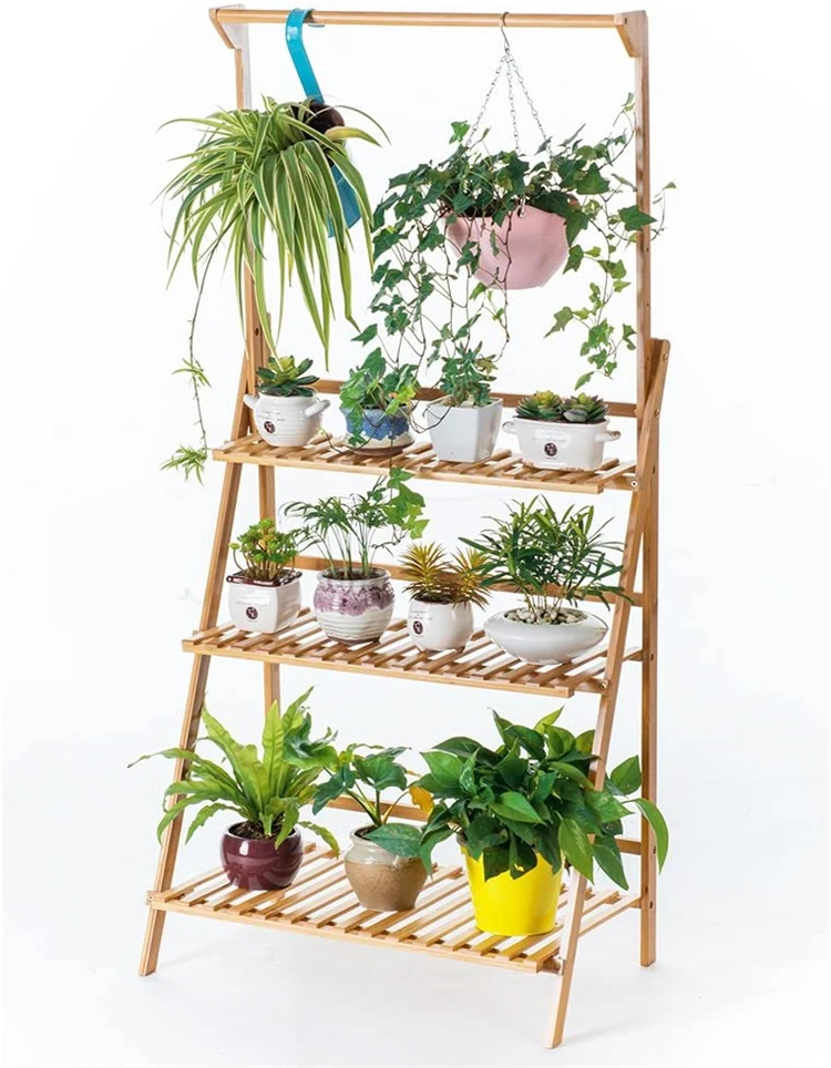 
Bambus Bamboo Shelf For Plant 3 Tiers Bamboo Hanging Folding Plant Shelf Stand Bamboo Shelf Adjustable 