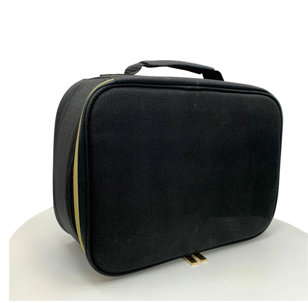 Wholesale Custom LOGO Travel toiletry  polyester / PU  Cosmetic Makeup Bag with white LED Mirror