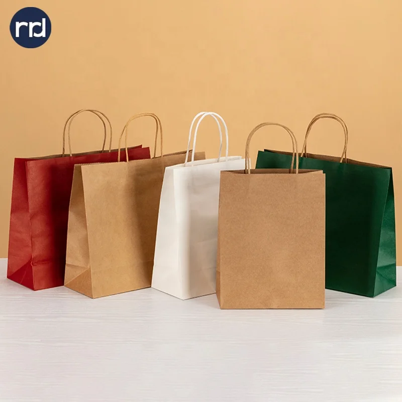 RR Donnelley Custom Logo Printed Cheap Eco Recycle Takeaway Food Packaging Brown Craft Paper Bag With Handles (1700004462553)