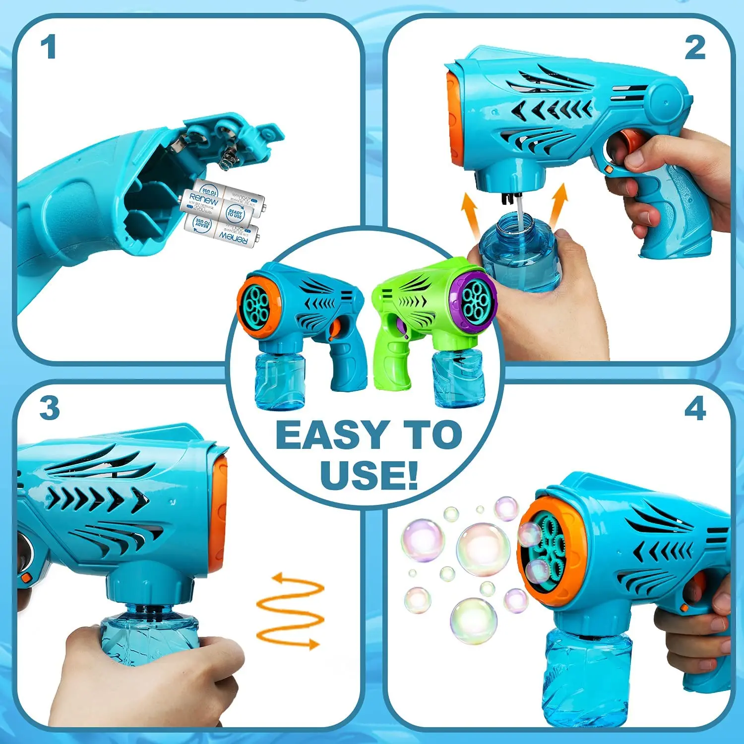 Bubble Guns for Kids Outdoor with Bubble Refill Solution Automatic Bubble  Blower for Kids