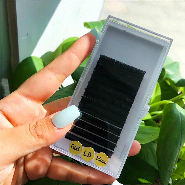 
High Quality Volume Private Label Silk Eyelash Extension Fans Professional D L curl 0.03 Soft individual Lash Extension Supplier 