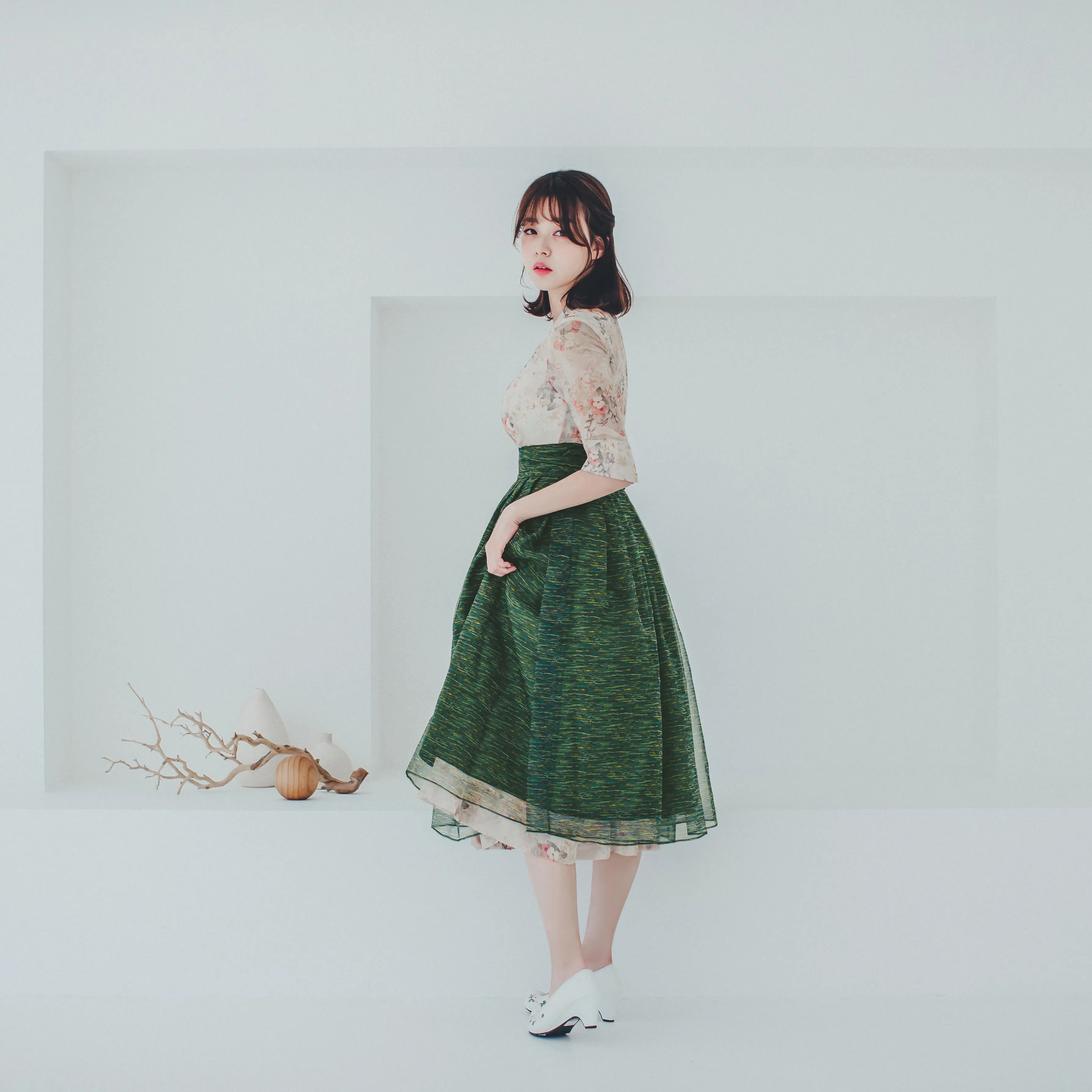 [Soosulhwa] современное корейское ежедневное платье ручной работы с цветочным принтом