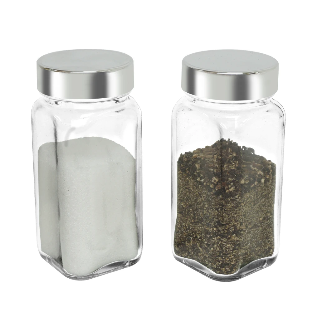 HNA Taiwan Made Square 120ml Glass Spice Jar with Plastic Silver Lid
