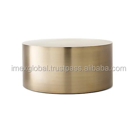 TOP SELLING MATT FINISHES ALUMINIUM ROUND COFFEE TABLE MATTE FINISHED METAL DRUM COFFEE TABLE