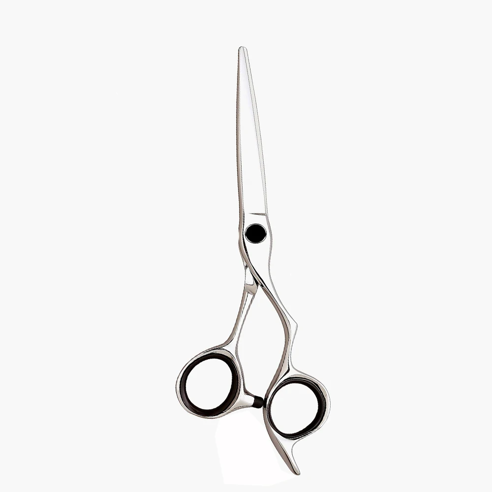 
2020 Парикмахерские ножницы с ручкой глушителя с атласной отделкой и откидной подставкой для пальцев 