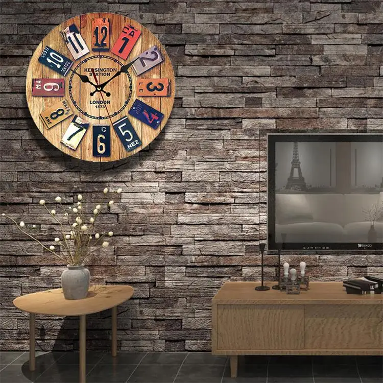 12 Inch European Style Wooden Vintage Wall Clock Retro Creative Home Decoration Clocks