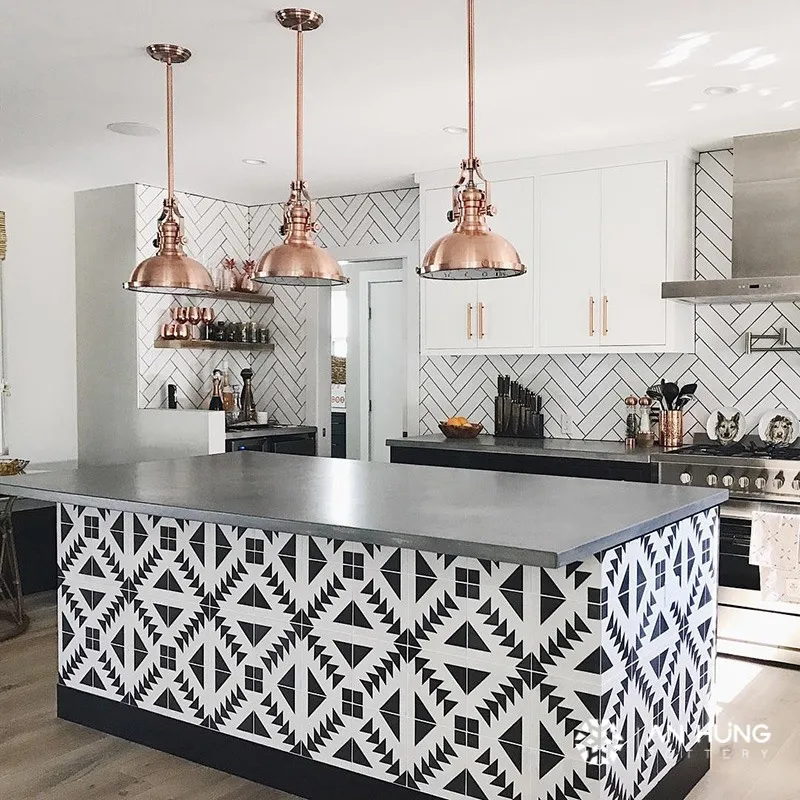 Encaustic cement tiles for dining room