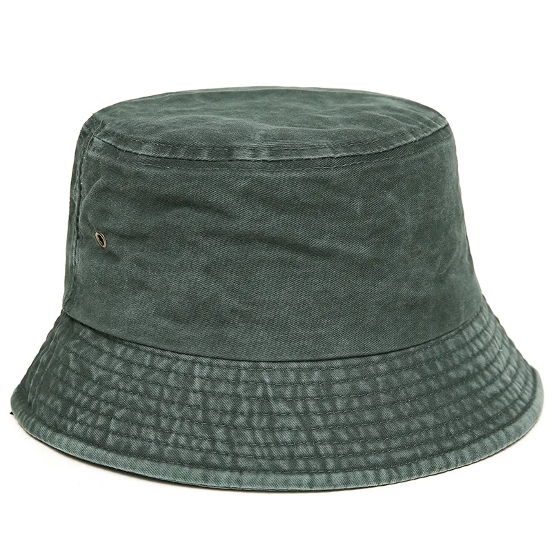 Unisex Vintage Wide Brim Jean Plain Denim Fisherman Bucket Hats