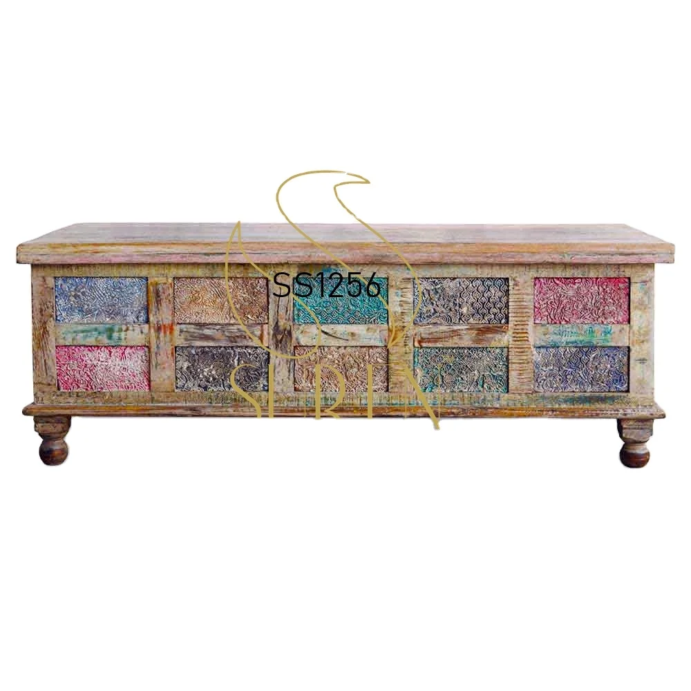 Багажник индийский телевизор Восстановленный деревянный прихожий вход ручной работы фермерский дизайн телевизора ручной работы индийский