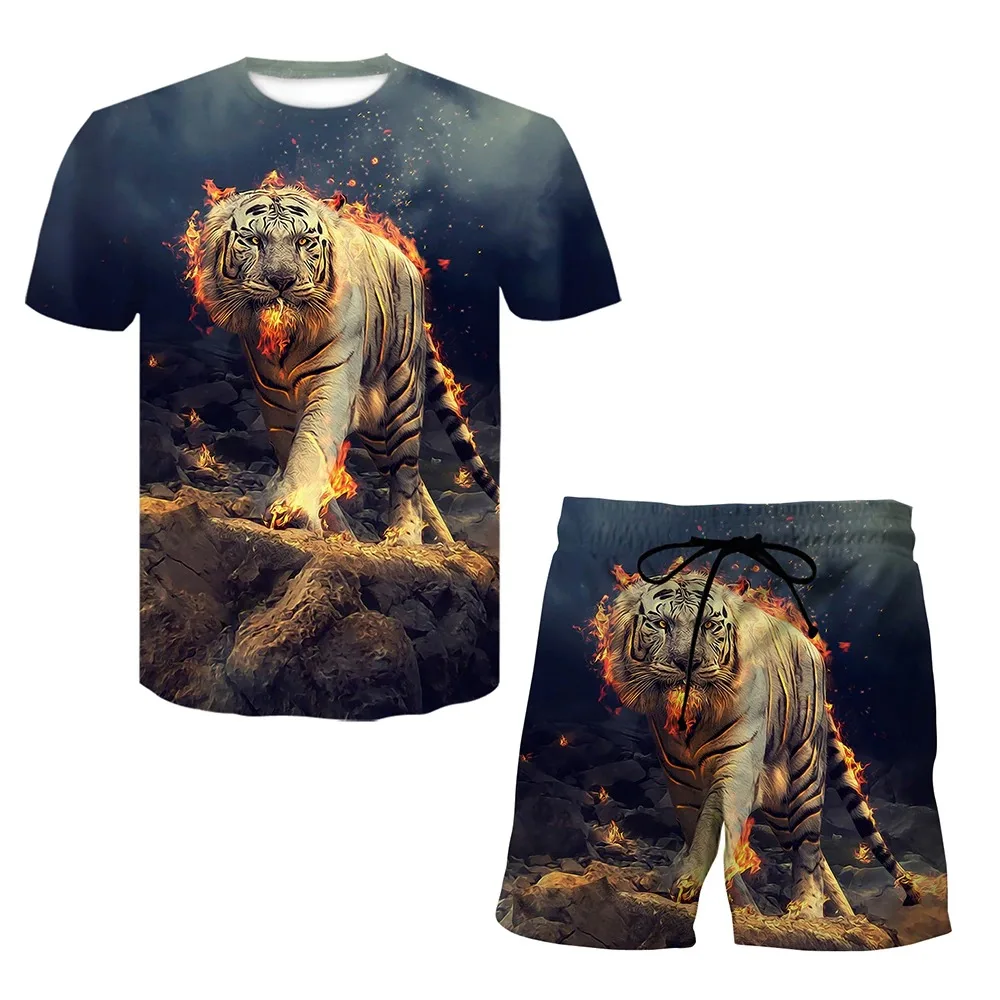 Creativity men summer oversize t shirts set fitness outdoor two-piece suit and home clothes comfy loose casual t-shirt set