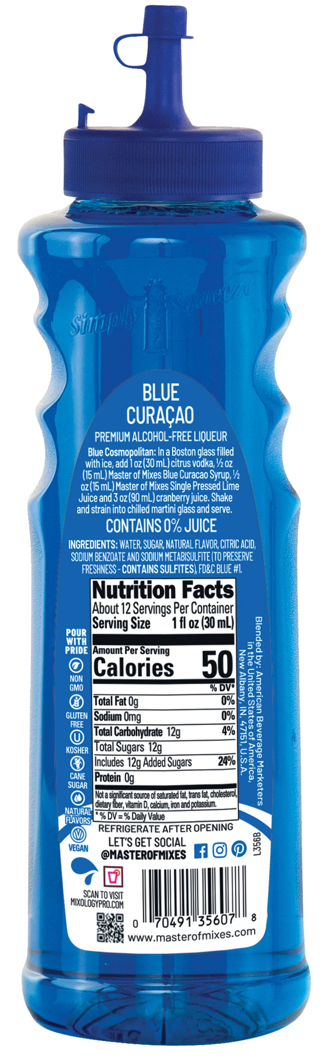 
Cocktail Essentials Blue Curacao - 375 ml Ready-To-Use Non-Alcoholic Cocktail Ingredient 
