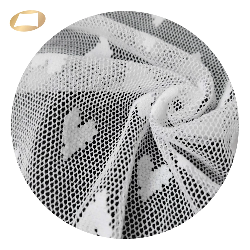 Soft high quality heart jacquard nylon lace fabric for veil