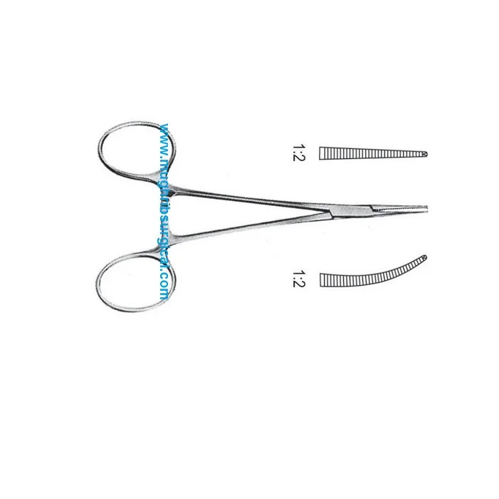 Micro Mosquito artery Forceps 1x2 teeth curved 12cm Surgical Instruments Manufacturer and Exporter
