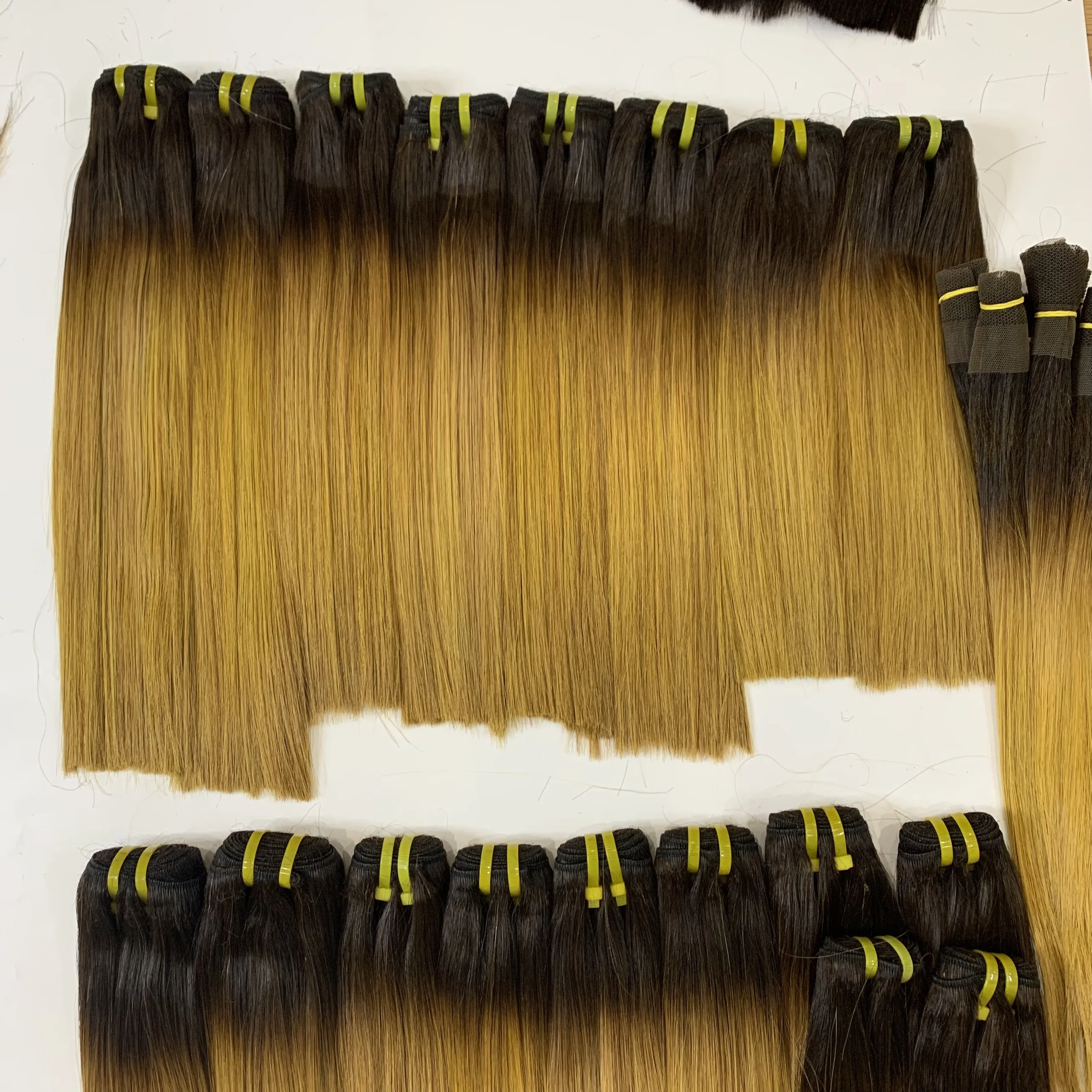 Прямые волосы с двойной косточкой Омбре лучшее качество прямые кости 100% человеческие без спутывания не спутываются завода во Вьетнаме