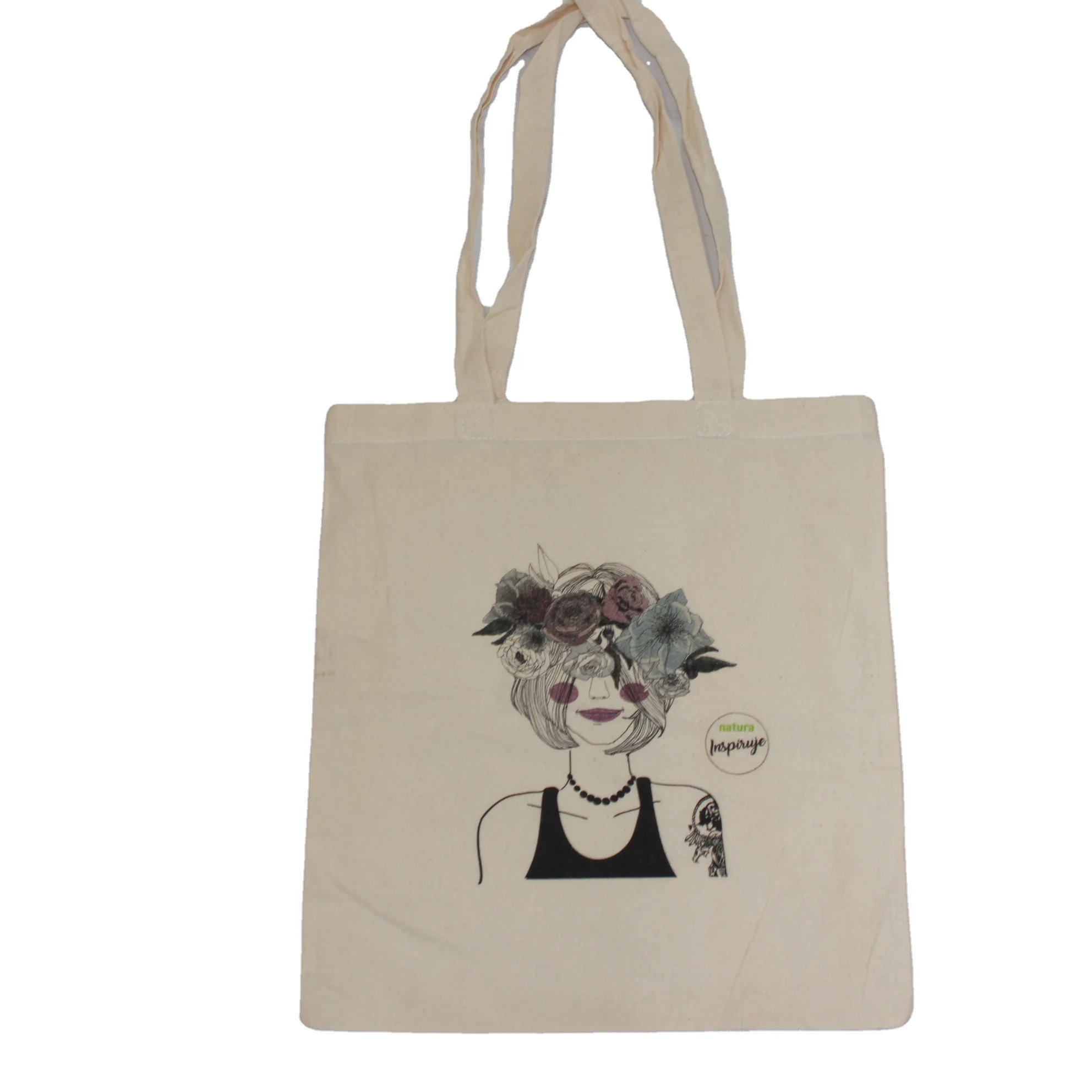 Sophisticated canvas bag with digital print and quality fabric muslin calico